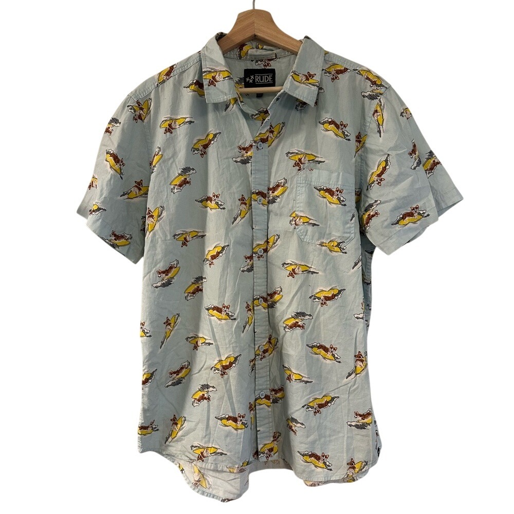 RUDE Men's Light Blue‎ Surfing corgi